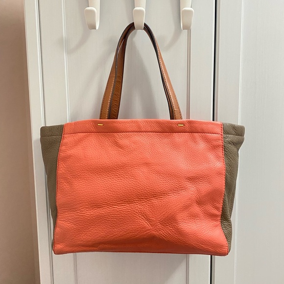 Marc by Marc Jacobs Coral and Brown Pebbled Leather Tote - Picture 2 of 3